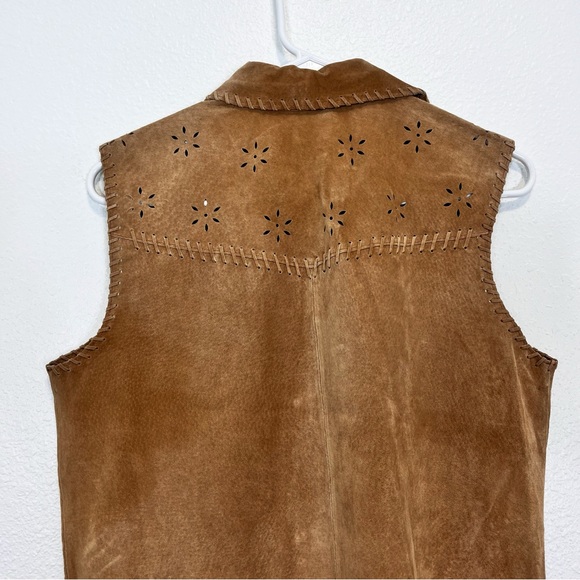 Coldwater Creek Brown Suede Laser-Cut Vest - Picture 4 of 6